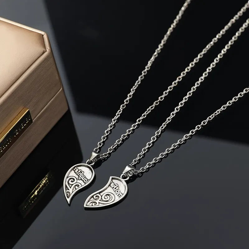 2pcs Antique Silver-plated Necklace Fashionable Mother Beautiful Daughter