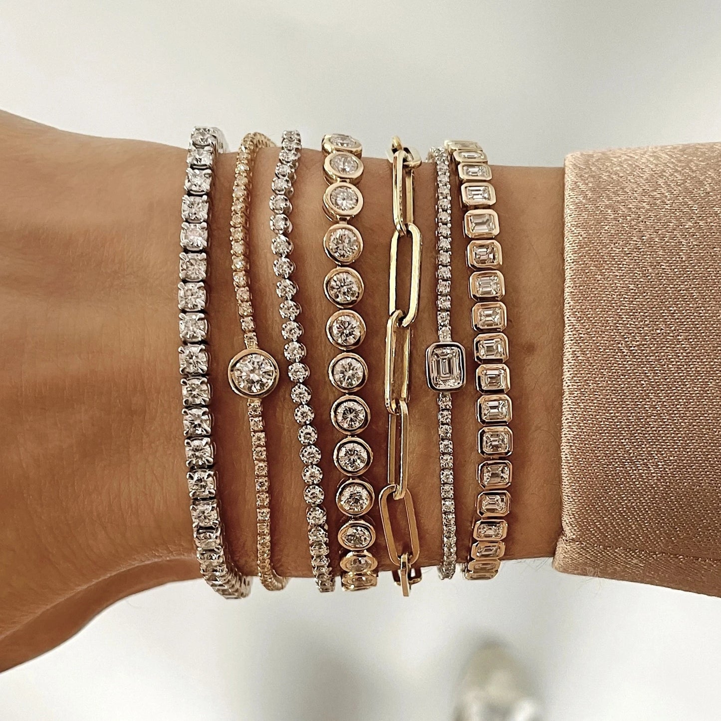 Various Shaped Geometric Beze Tennis Chain Bracelet Classic Fashion Women Jewelry