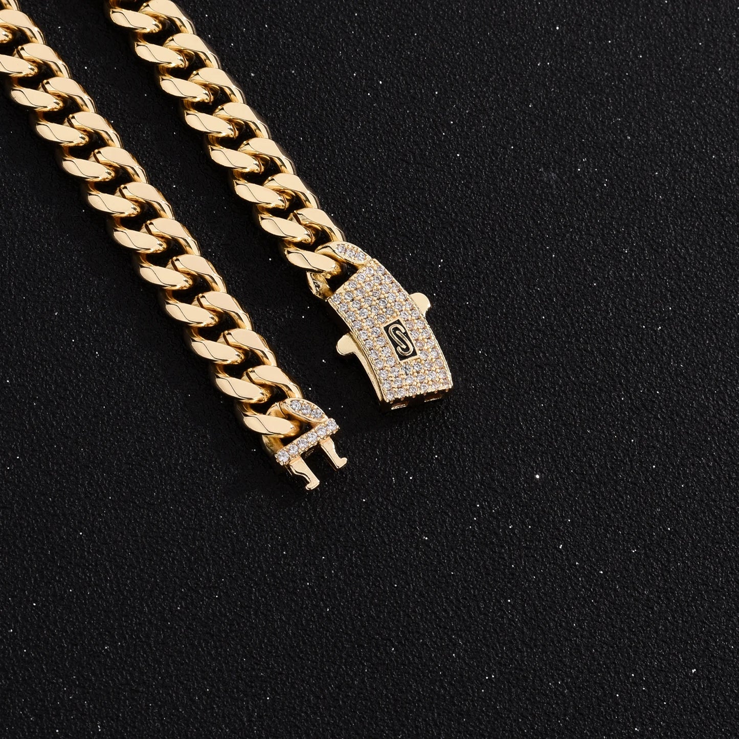 Long Lock Rectangular Zircon Set Cuban Necklace Ice Crystal Small Crystal Zircon Chain