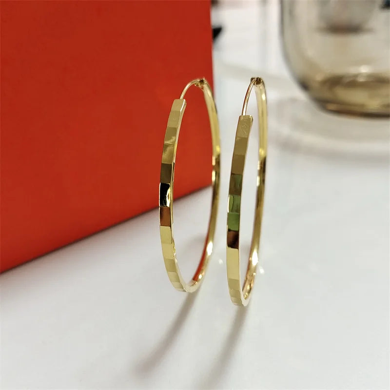 Fashion18K Gold Plated Hoop Earrings For Women 925 Sterling Silver 2.0mm Fashion Earring