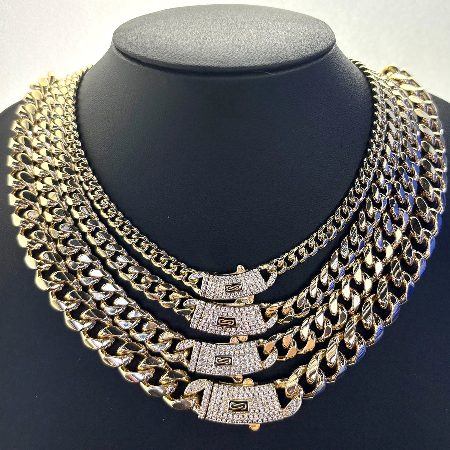 Long Lock Rectangular Zircon Set Cuban Necklace Ice Crystal Small Crystal Zircon Chain