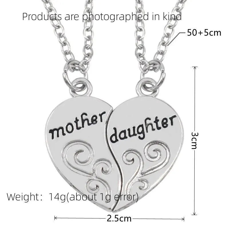 2pcs Antique Silver-plated Necklace Fashionable Mother Beautiful Daughter