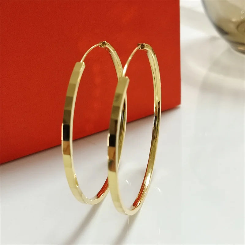 Fashion18K Gold Plated Hoop Earrings For Women 925 Sterling Silver 2.0mm Fashion Earring