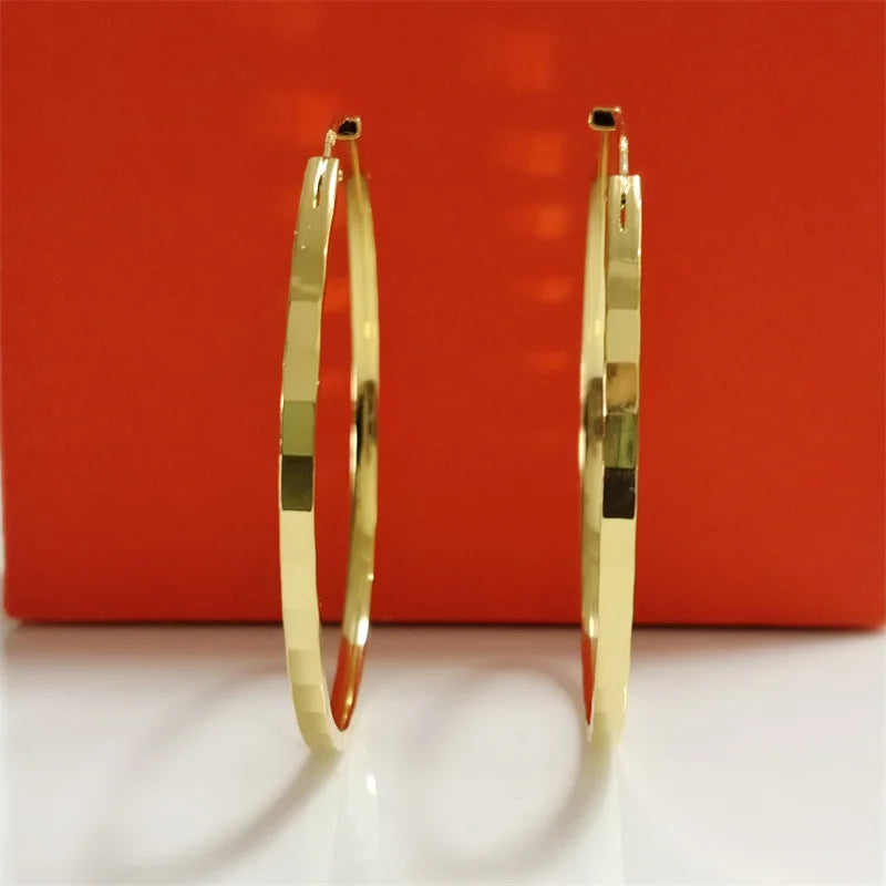 Fashion18K Gold Plated Hoop Earrings For Women 925 Sterling Silver 2.0mm Fashion Earring