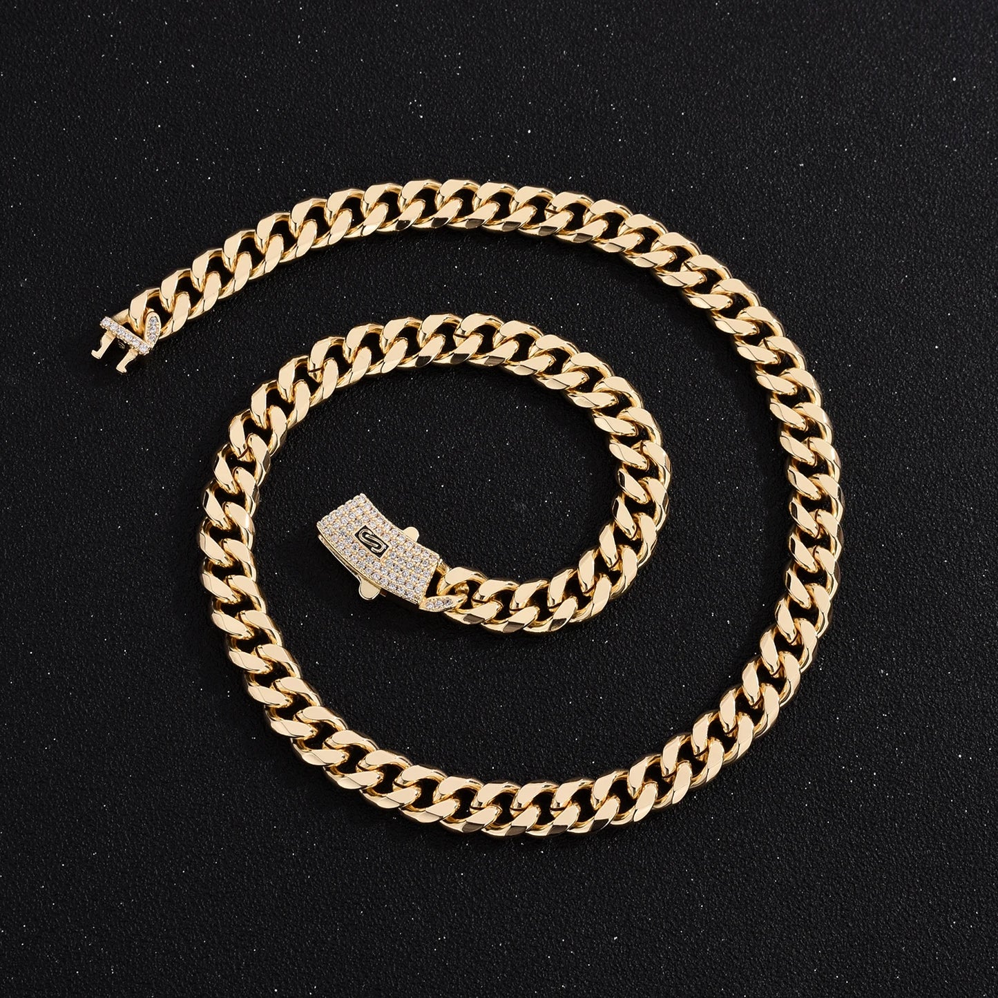 Long Lock Rectangular Zircon Set Cuban Necklace Ice Crystal Small Crystal Zircon Chain
