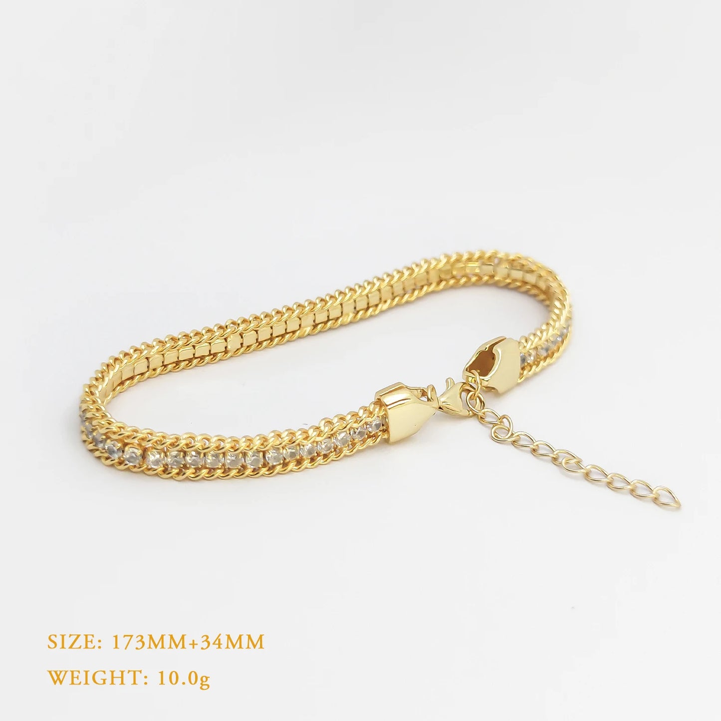 925 Sterling Silver with Platinum Plated/18k Gold-Plated Glitter Woven Cubic Zirconia Fashion Bracelet