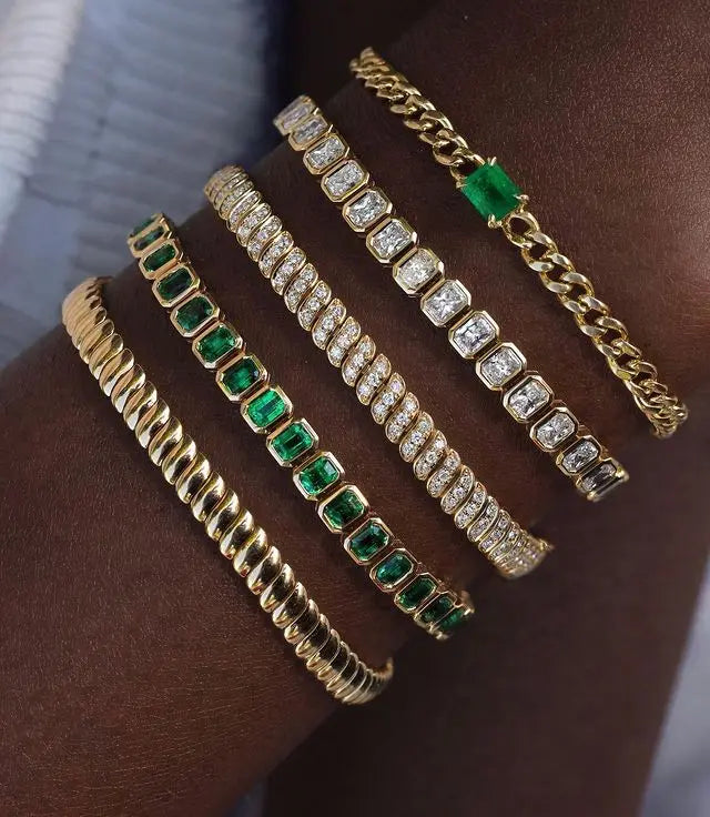 Various Shaped Geometric Beze Tennis Chain Bracelet Classic Fashion Women Jewelry