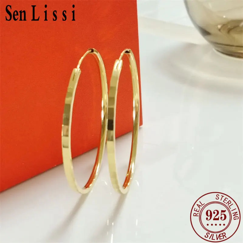 Fashion18K Gold Plated Hoop Earrings For Women 925 Sterling Silver 2.0mm Fashion Earring