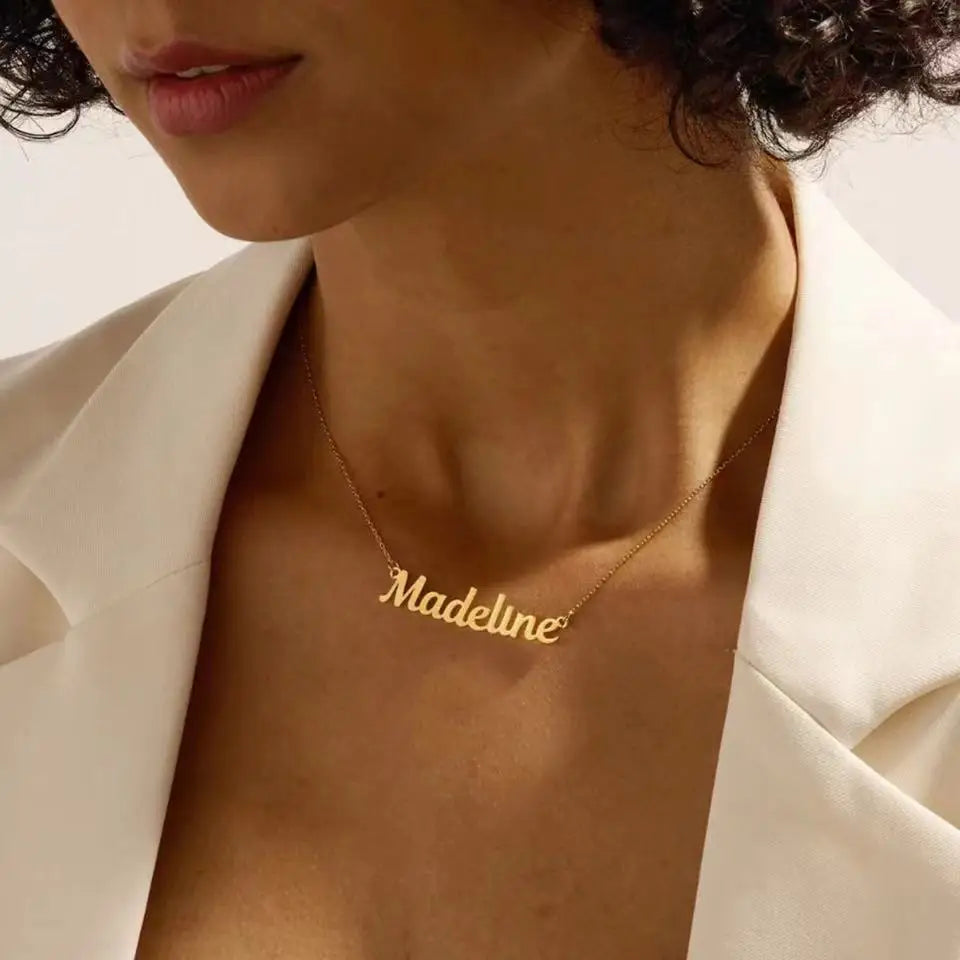 Name Letter Necklace Personalized Stainless Steel Simple Pendant Clavicle Chain