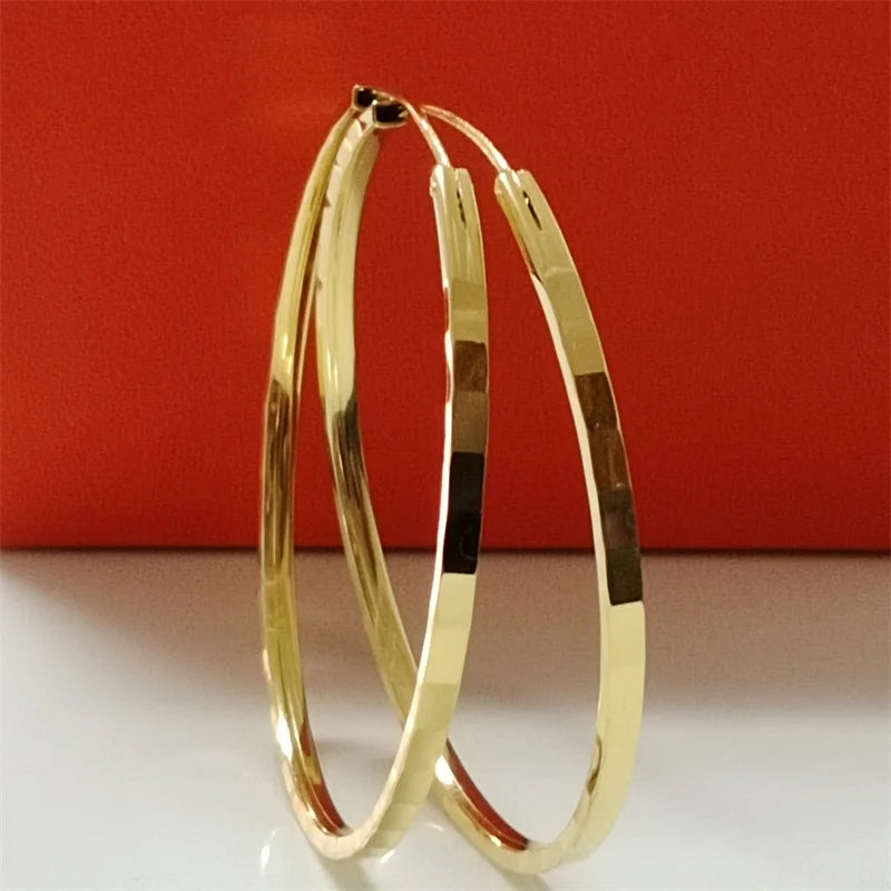 Fashion18K Gold Plated Hoop Earrings For Women 925 Sterling Silver 2.0mm Fashion Earring