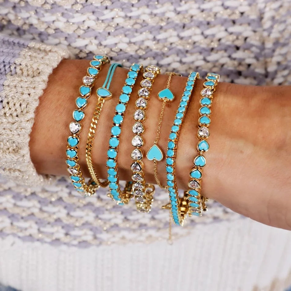 Various Shaped Geometric Beze Tennis Chain Bracelet Classic Fashion Women Jewelry