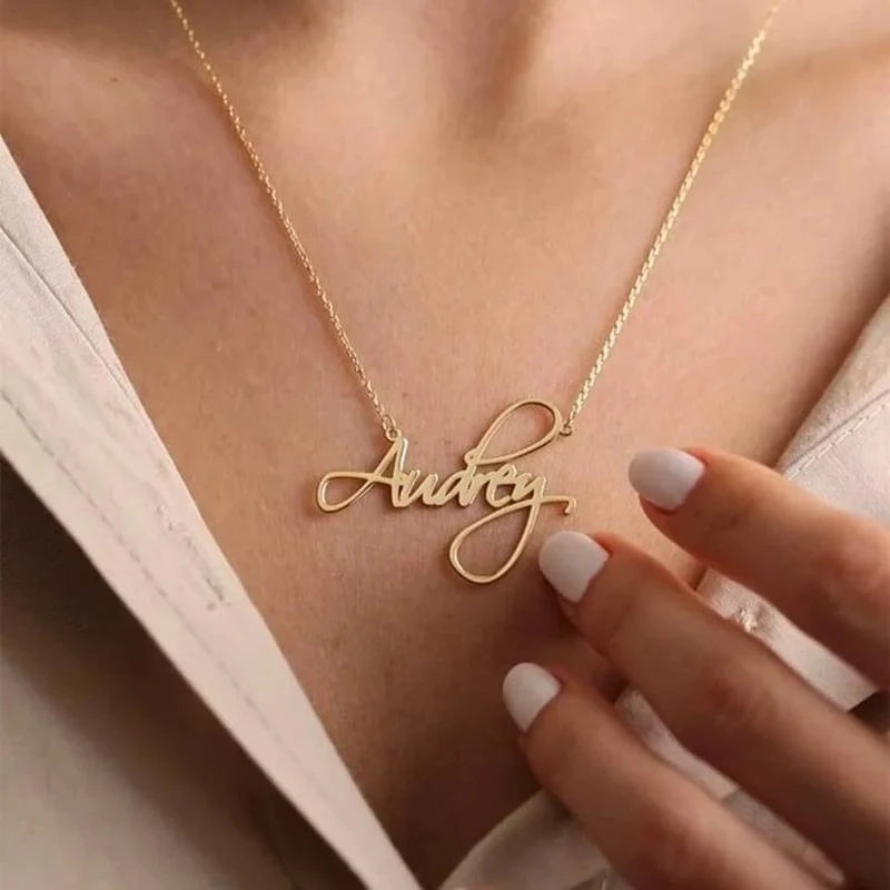 Name Letter Necklace Personalized Stainless Steel Simple Pendant Clavicle Chain